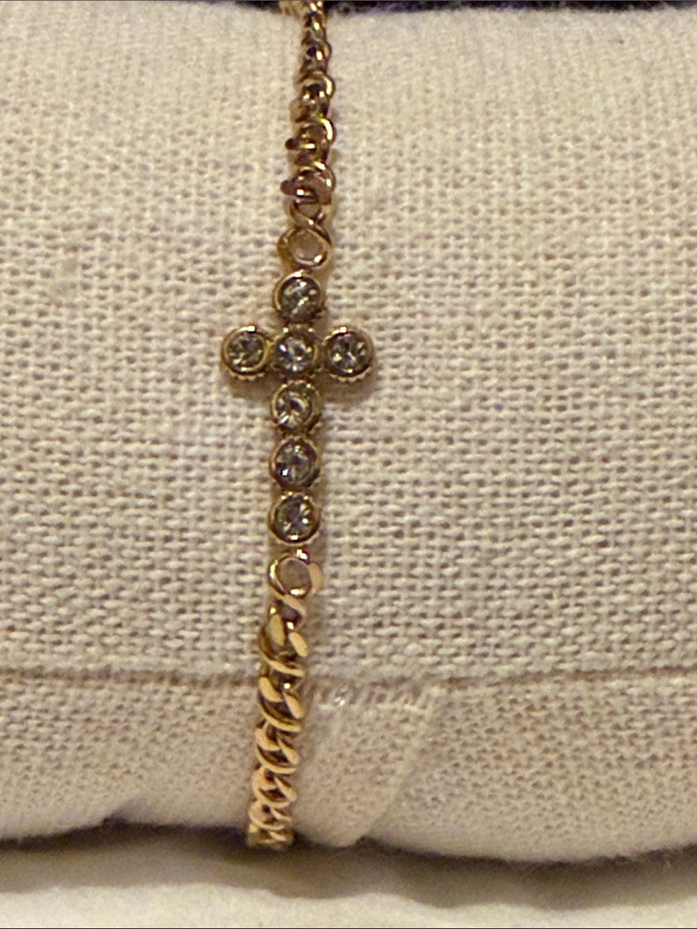 18k gold plated stainless steel Gold Cross Bracelet with Crystal Accents